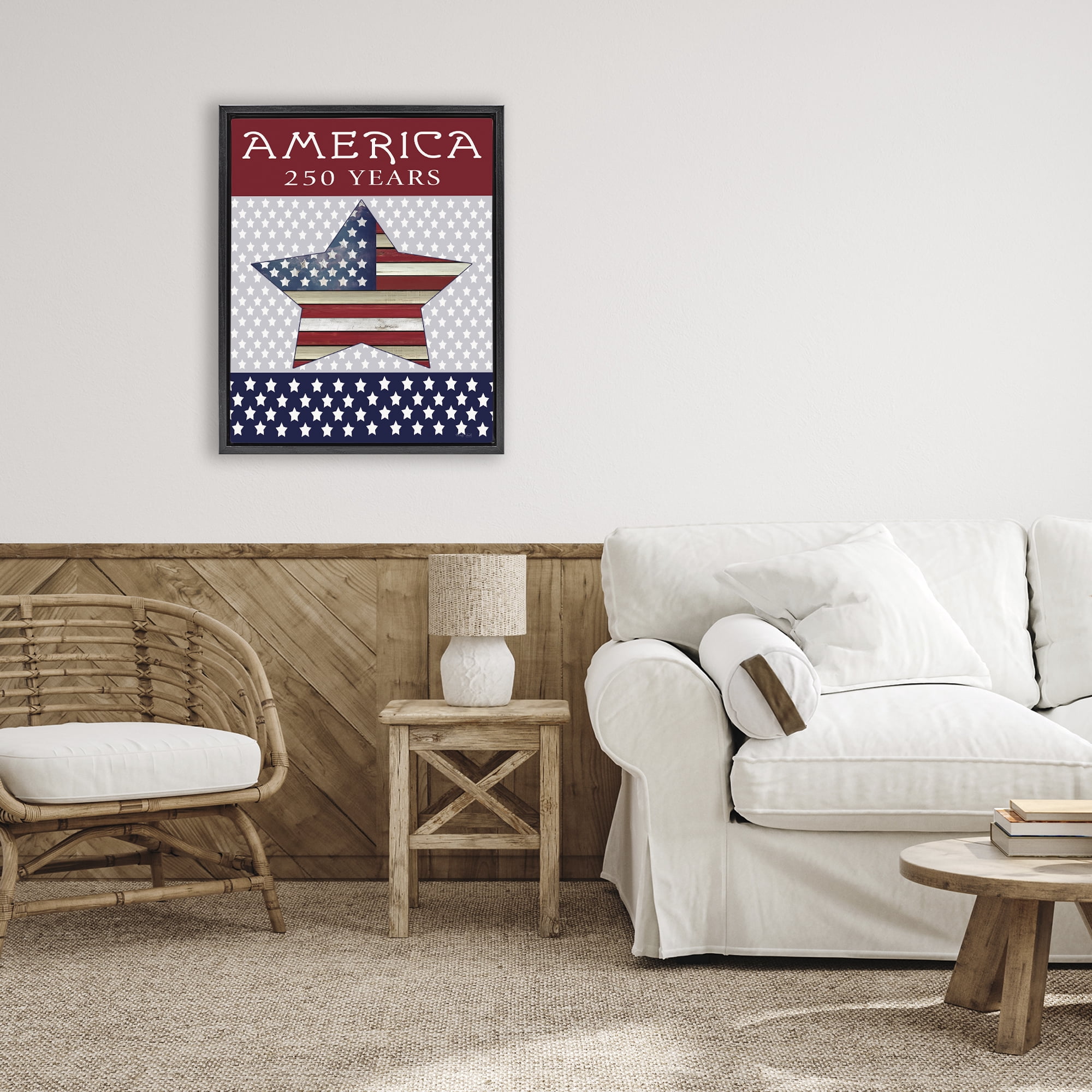 Stupell Industries Historic America 250 Years Black Framed Floater Canvas Wall Art, design by Cindy Jacobs