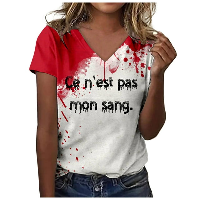 YDLCAFD Maternity Shirts Summer Womens Printed Short Sleeve V Neck T Shirt Top Blouse