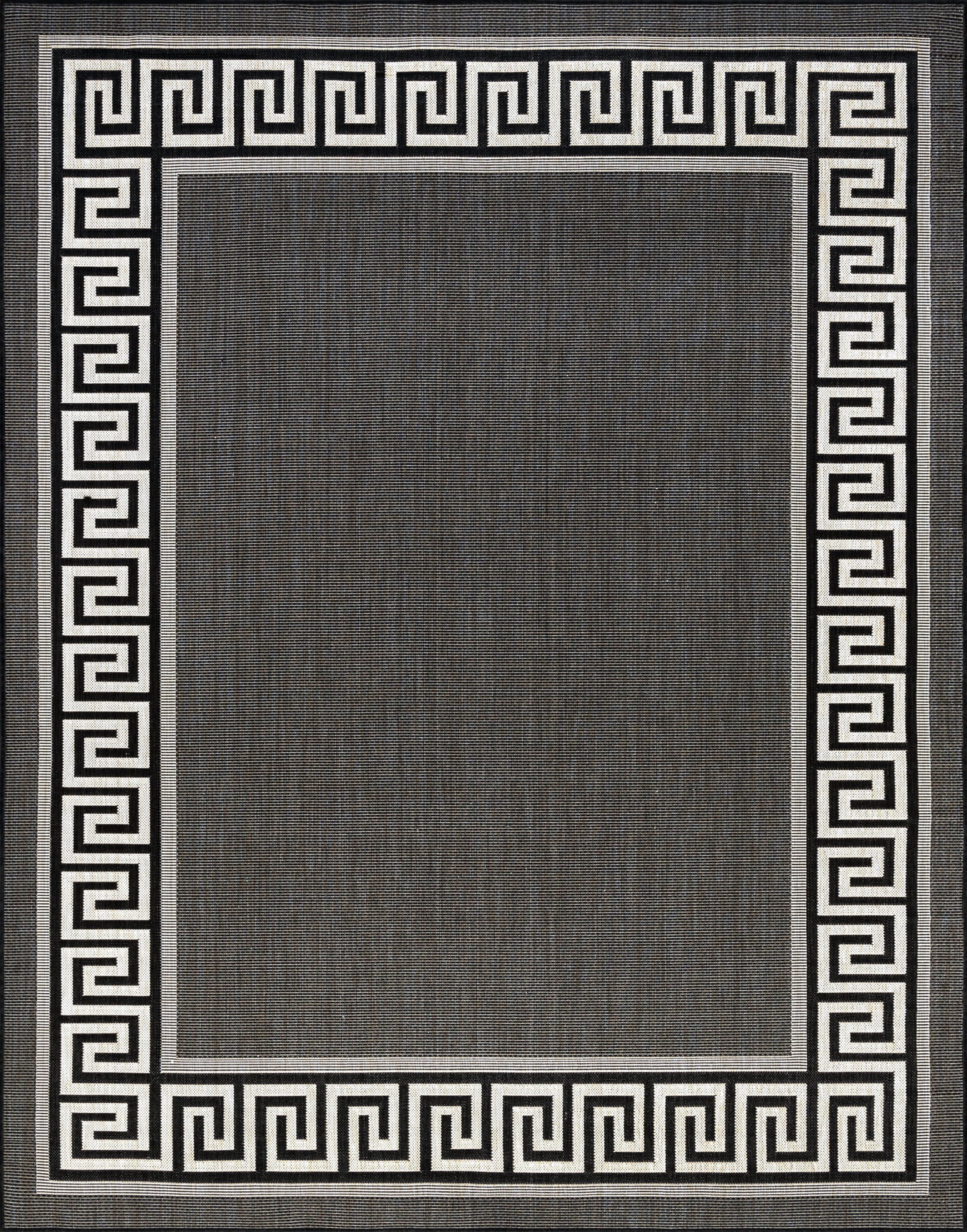 9x12 Water Resistant, Large Indoor Outdoor Rugs for Patios, Front Door Entry, Entryway, Deck, Porch, Balcony | Outside Area Rug for Patio | Black, Greek Key | Size: 8'9'' x 12'2''