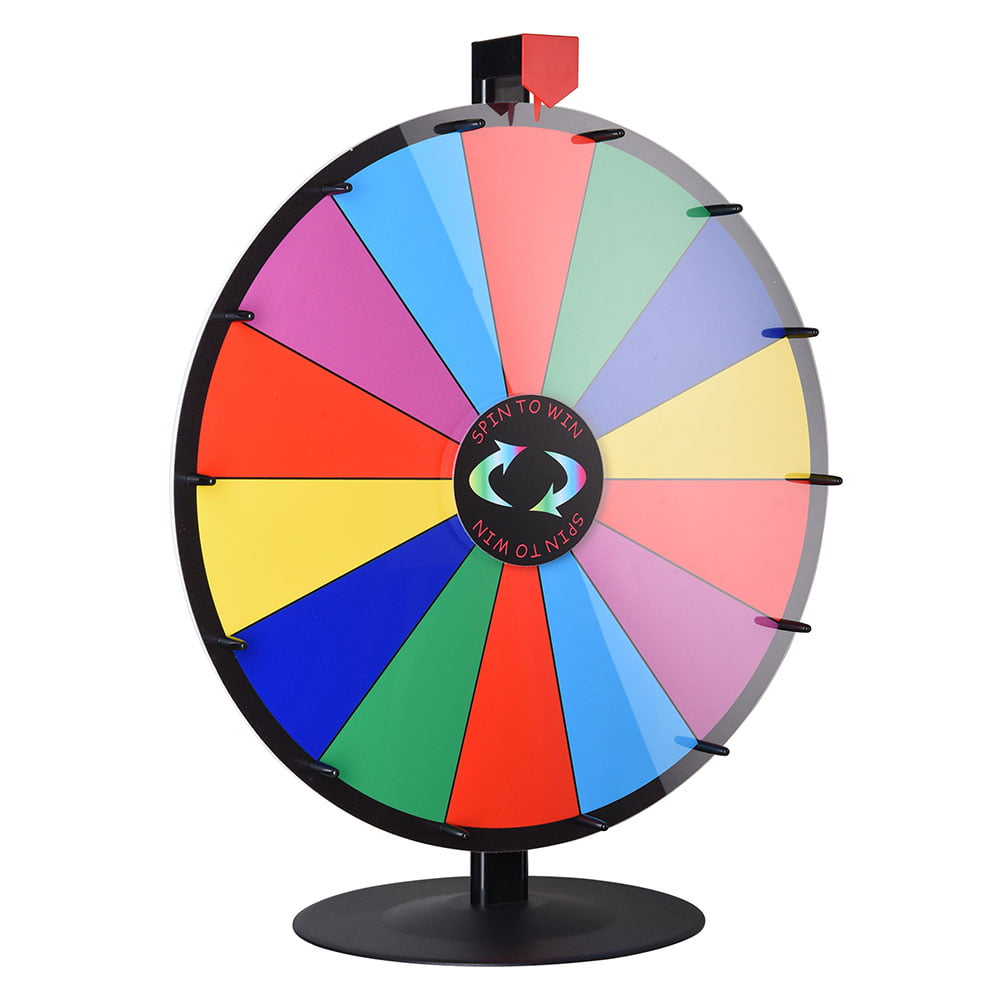 24" WinSpin Colour Prize Wheel Tabletop Fortune Spin Game Floor Stand Dry Erase 