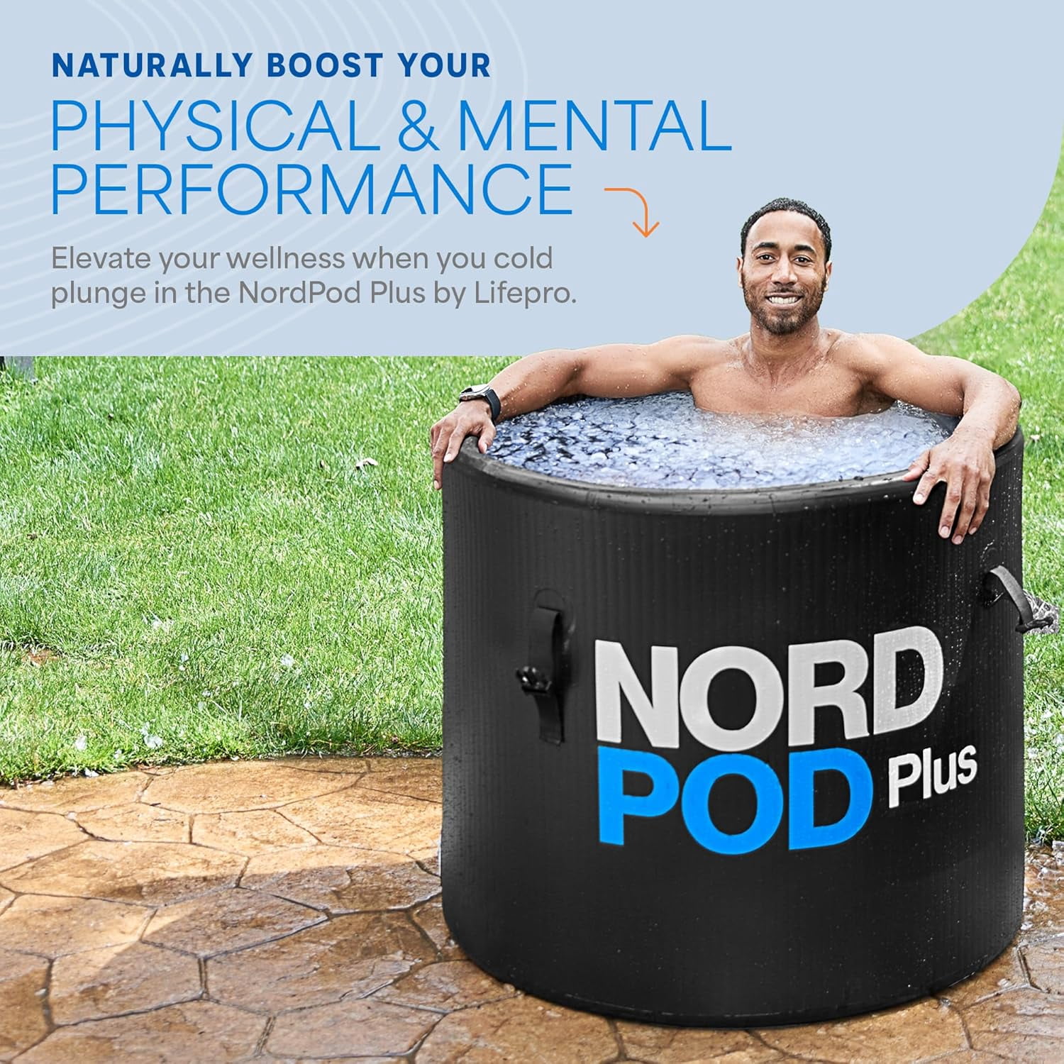 Lifepro NordPod Plus 80-Gallon Inflatable Ice Bath - XL Drop Stitch Cold Plunge Tub for Athletes - Black