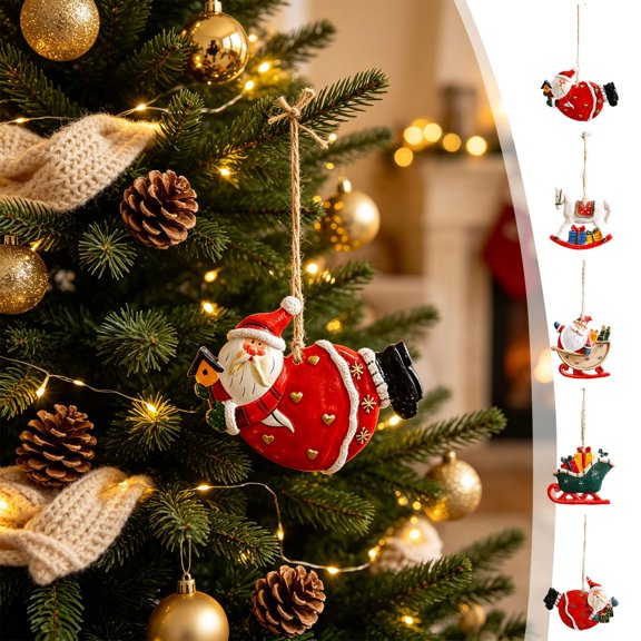 AZXY Christmas Tree Ornaments Hanging Decorations, Assorted Xmas Hanging Pendants for Winter Holiday Scene Decor, Indoor Home Party Mantel Window Festive Christmas Decor Supplies