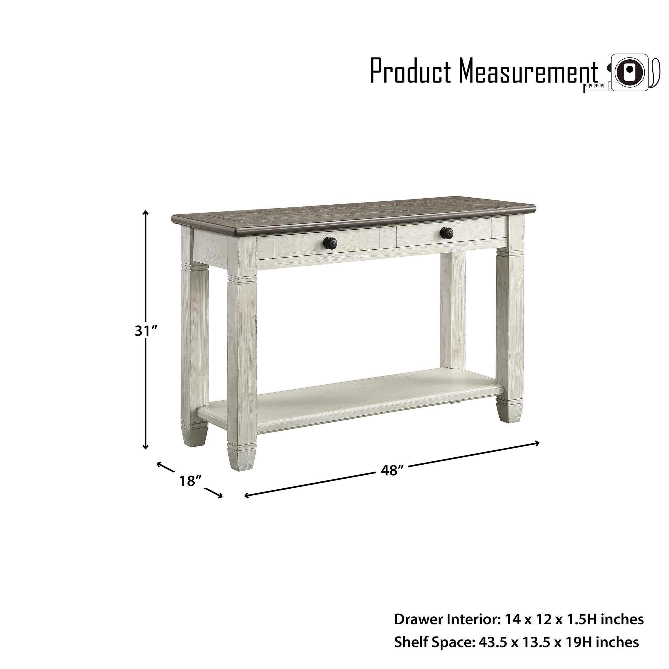 OakvillePark Bedos Sofa Table, Rosy Brown/Antique White