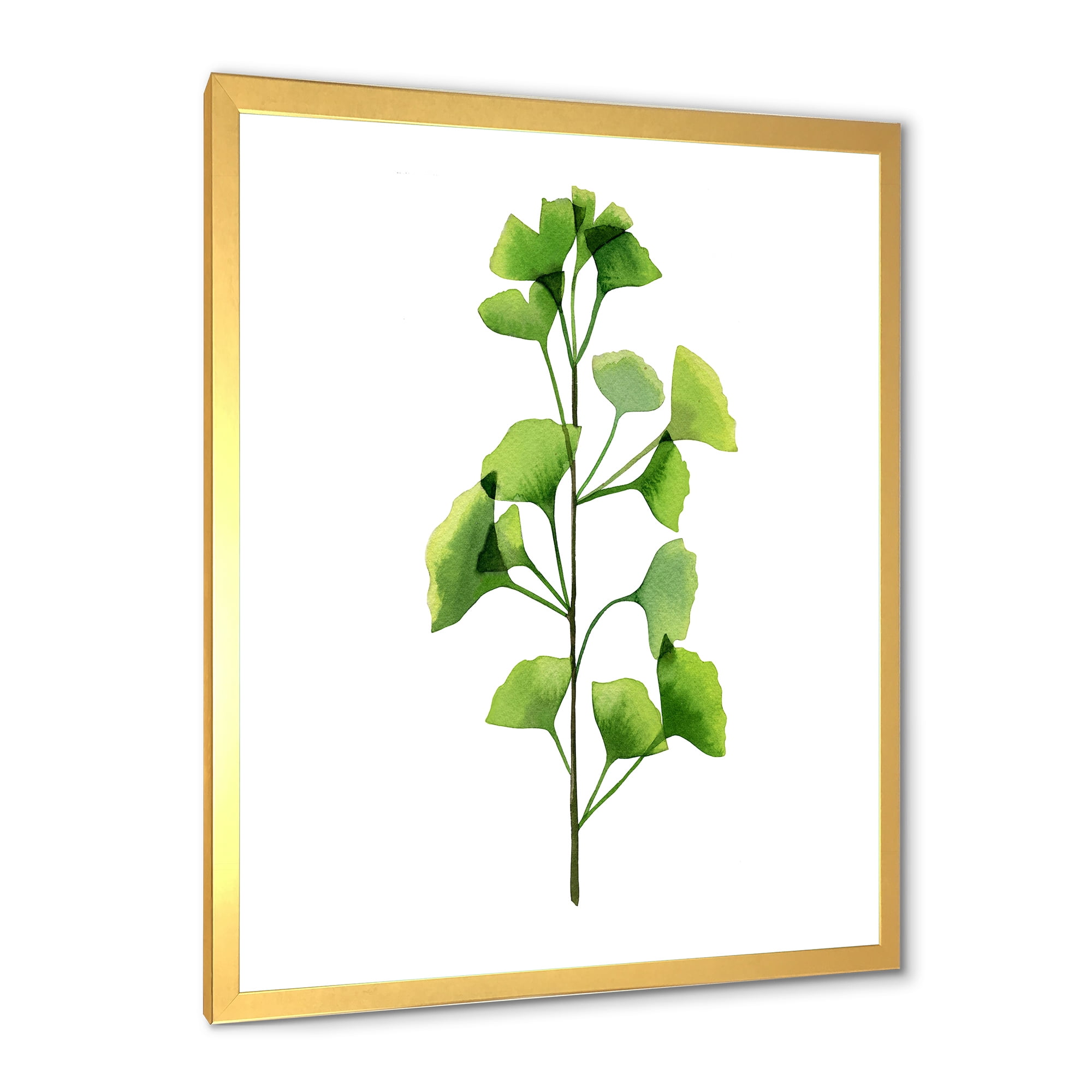 Designart 'Green Field Plant Foliage Branch' Farmhouse Framed Art Print