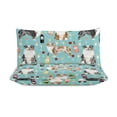 thumbnail image 3 of 3 Pcs Soft Bedding Set, Includes 1 Duvet Cover with Zipper And 2 Pillow Shams,Australian Shepherd Blue And Red Merle Wine Cocktails Yappy Hour Pattern Dog Breed King(102"×90"), 3 of 8