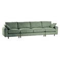 thumbnail image 2 of Modern Olive Green Corduroy Modular Sectional Sofa Set – U/L-Shaped Convertible, 6-Seater with Contoured Cushions & Oversized Footstool for Small Spaces, 2 of 9