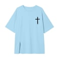 thumbnail image 4 of JAJAHO Girls Short Sleeve T Shirt For Kids Oversized Graphic Tee Casual Crew Neck Side Slit Summer Tshirts 3-16Y Trendy Tops, 4 of 5