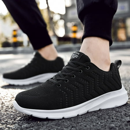 

Men Lightweight Comfortable Breathable Sports Lace-up Casual Shoes Running Shoes Sneakers Black 11