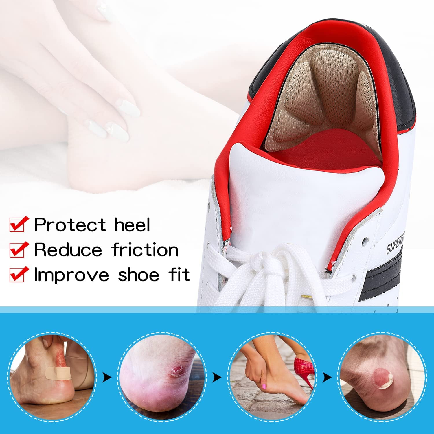 High Heel Insoles For Women With Soft Sole And Back Heel Sticker,  Anti-slippery And Anti-friction Protection. Comfortable And Fatigue Relief  After Long-time Standing | SHEIN
