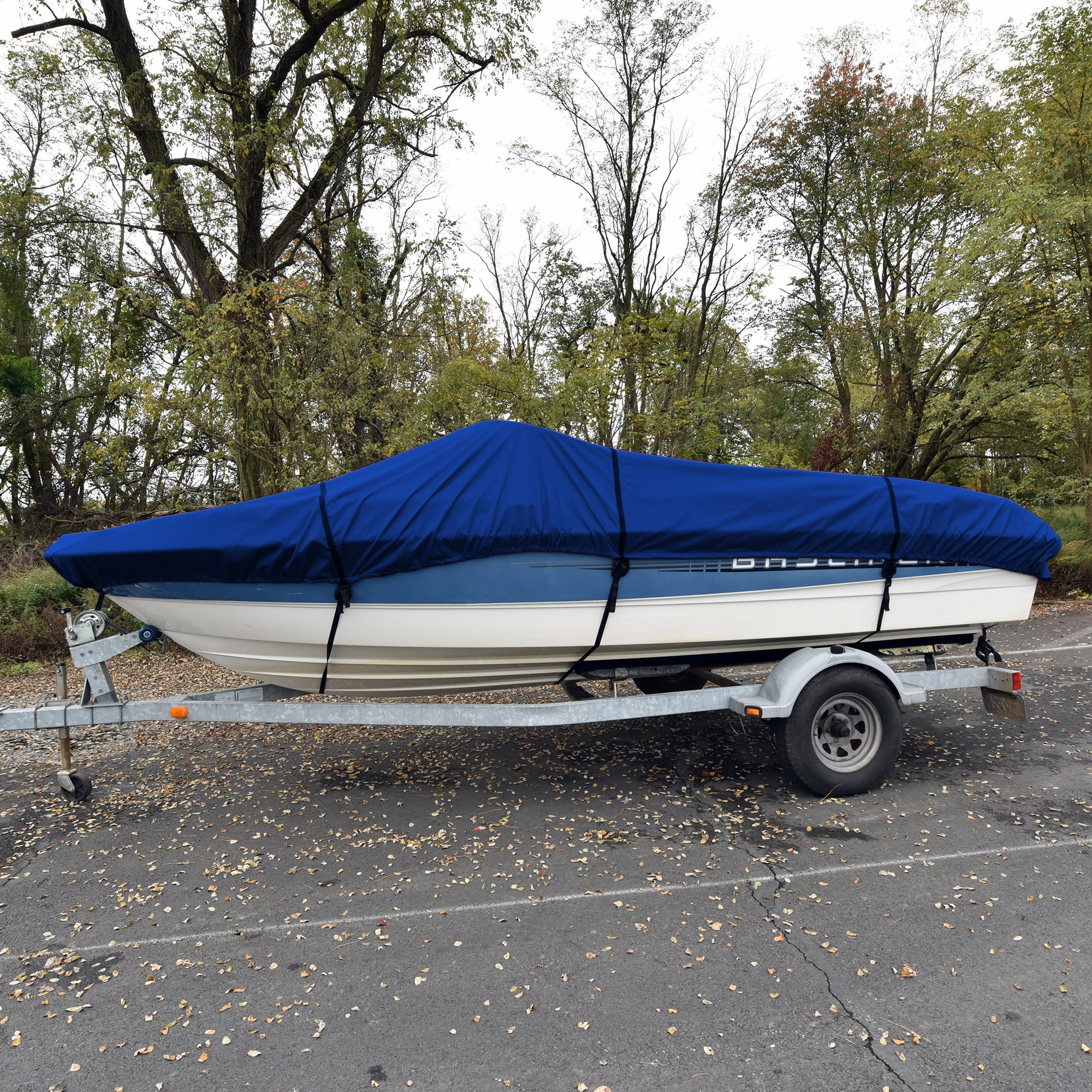 Budge American Flagship Boat Cover, Fits V-Hull Fishing Boats, Blue, 20'-22' Long (Beam Width Up to 106")