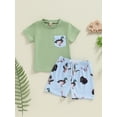 thumbnail image 3 of Musuos Kid Boy Casual Summer Outfit, 6M 12M 18M 24M 3Y 4Y Duck Print Short Sleeve T-Shirt Elastic Waist Shorts Baby Toddler 2PCS Set, 3 of 10