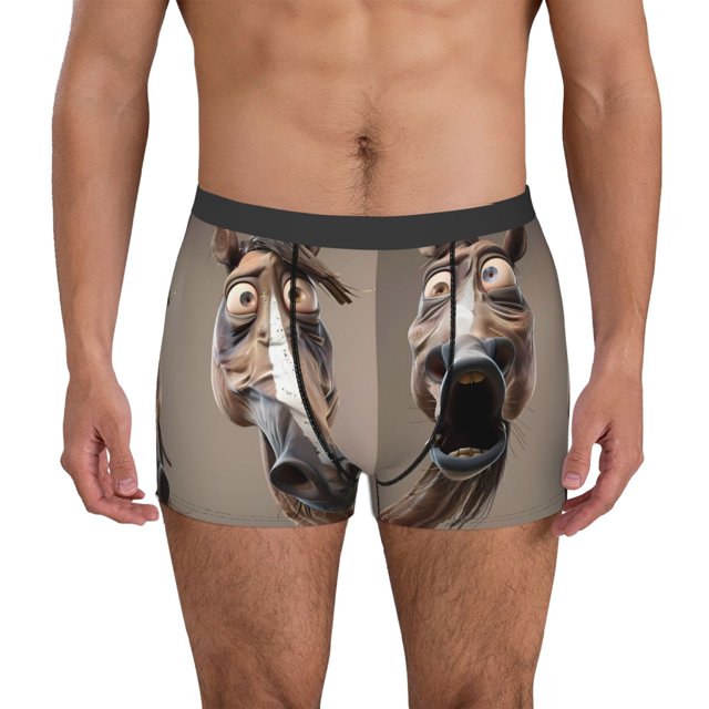 Fotbe Funny Horse Faces Expressions Calzoncillos Tipo Boxer con Bolsa de Soporte Total para Hombre, X-Temp Fresco, Transpirable y de Secado Rápido-Medium