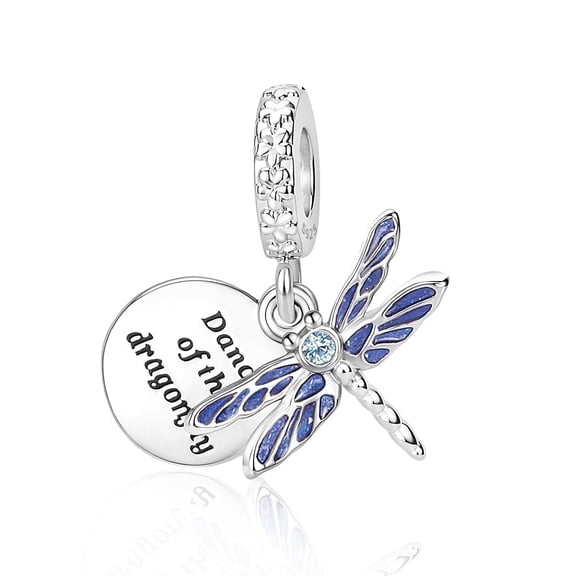 925 Sterling Silver Dragonfly Dangle Charm For Bracelets & Bangle Pendant Jewelry