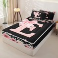 thumbnail image 2 of Homewish Letter E Zipper Twin Comforter Sets with Fitted Sheet and 2 Pillowcases for Girl, Cherry Blossoms Zipper Bedding Set, Black Pink, Pink Reversible, 4-Piece, 2 of 6