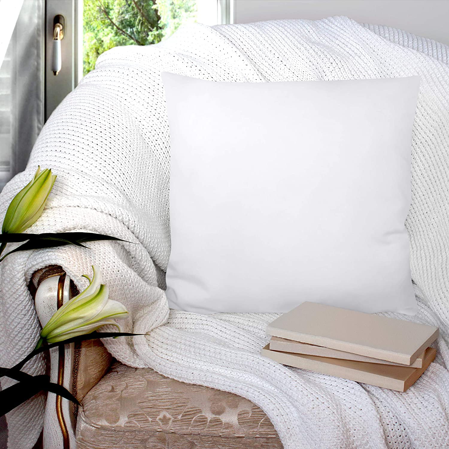 6759円 【WEB限定】 Lipo Throw Pillow Inserts Pack of 2 White Decorative Pillows with 100% Cotton Cover Square for Cushion Bed Couch Sofa Car 22x22 Inch