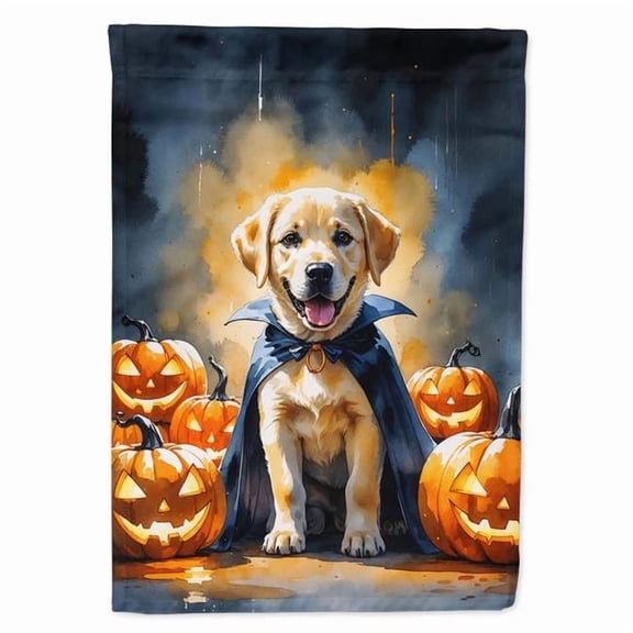 Carolines Treasures DAC8430GF 15.5 x 11.25 in. Yellow Labrador Retriever Puppy Halloween Garden Flag