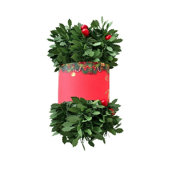 Artificial Christmas Garland Greenery - Non-Lit Soft Green Pine Vine with Red Berries for Holiday Decor, Twistable Garland for Indoor Outdoor Xmas Tree, Staircase, Fireplace, Party Wedding Decoration