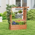 thumbnail image 2 of Gymax Raised Garden Bed Wooden Elevated Planter w/Side Trellis & Hanging Roof, 2 of 9