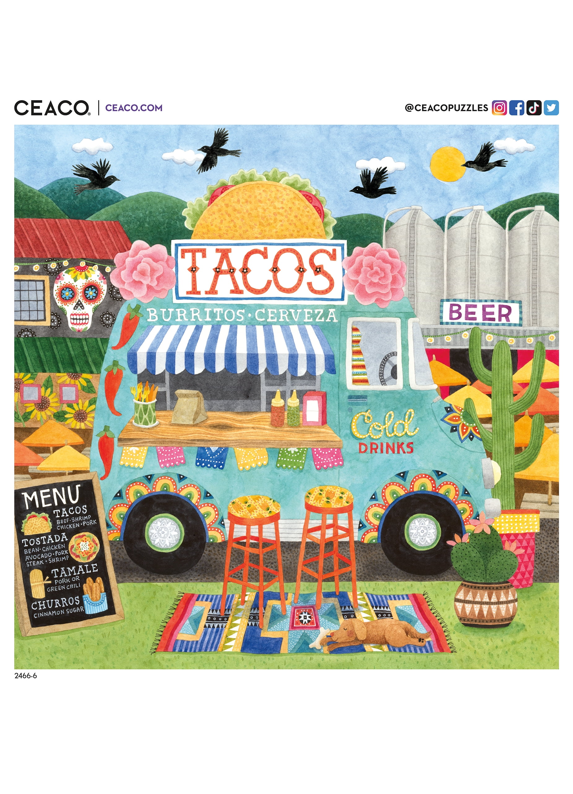 Ceaco Peggy Davis Food Trucks 500-Piece Interlocking Jigsaw Puzzle for Children Ages 12+