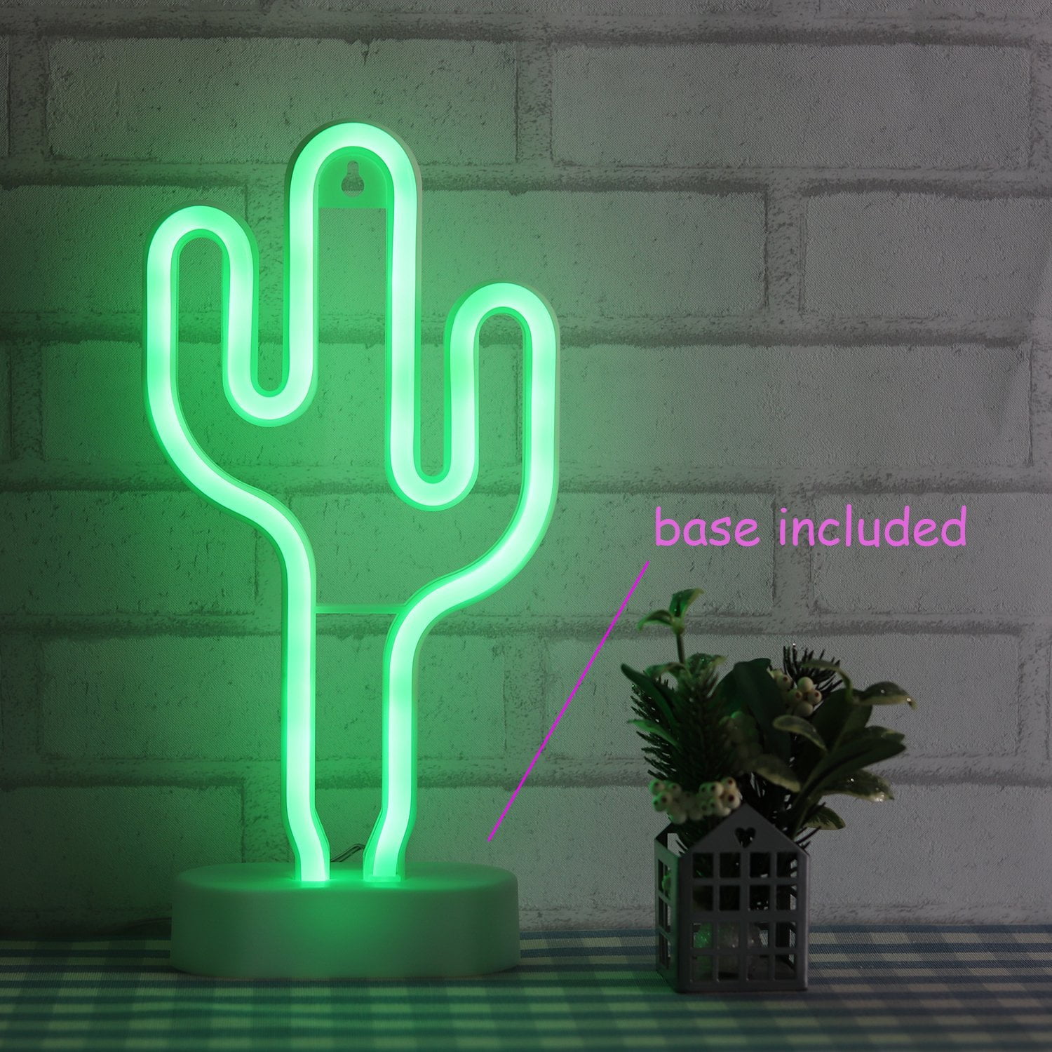 Green Dinosaur Neon Sign Night Light Lamp with Holder Base Decorative Battery Operated Wall Decoration for Living Room Bedroom Christmas Party Supplies Kids Toys Birthday Gifts