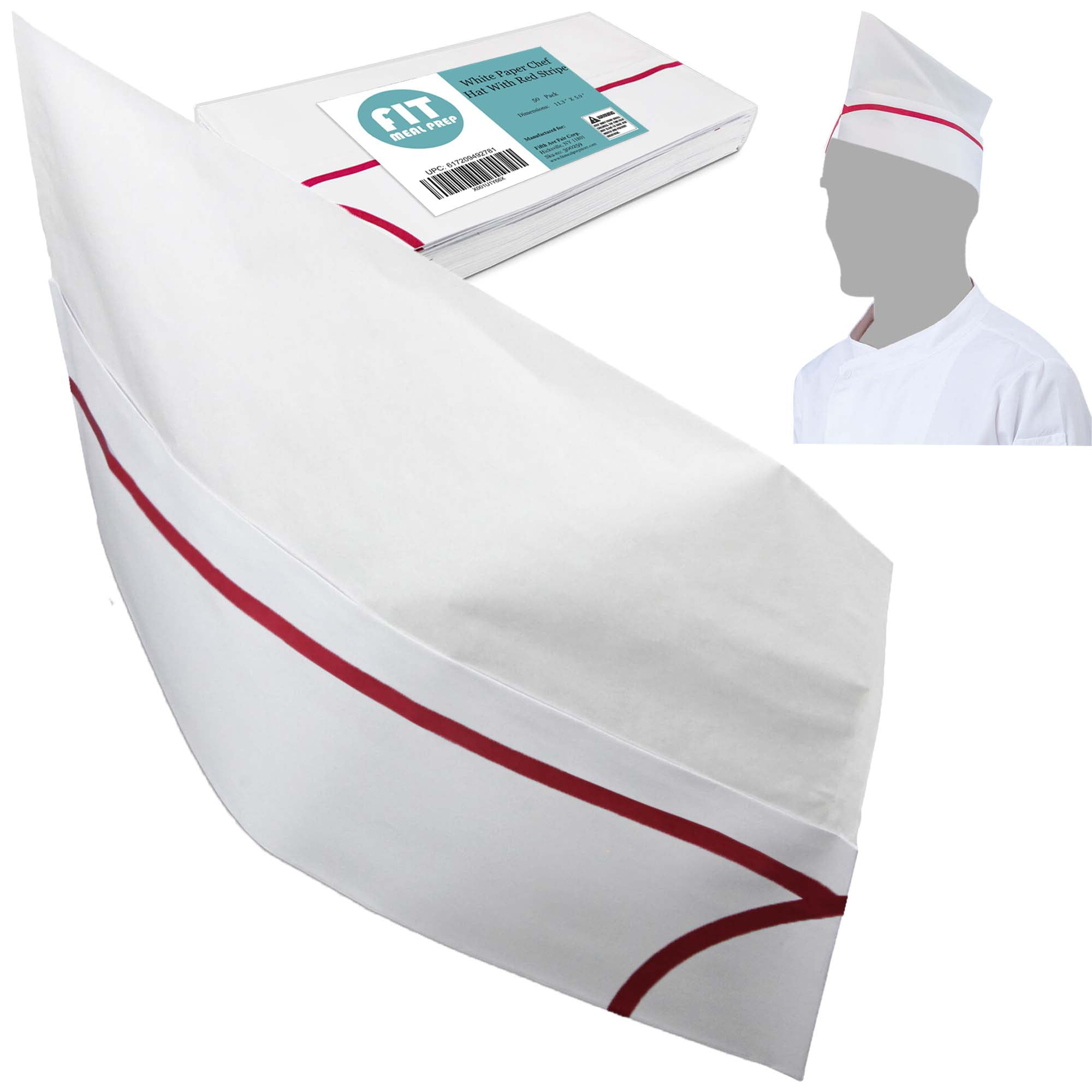 White pack of 100 Adjustable Disposable Paper Forage Hats ideal for Kitchens 