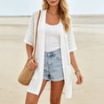 thumbnail image 4 of Edvintorg Women's Coats Short Sleeve Lightweight Casual Jackets Loose Open Front Outerwear with Pockets Summer Clothes Women White XXL, 4 of 9