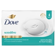 Dove Beauty Bar Soap For Sensitive Skin, Sensitive, Fragrance Free And Hypoallergenic, 3.75 oz 4 Bars