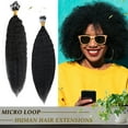 thumbnail image 1 of MY-LADY 100% Remy Real Human Hair Extensions Micror Loop Kinky Straight Yaki Straight Hair Hairpiece for African American Black Women 110g/Set 16inch Natural Black, 1 of 7