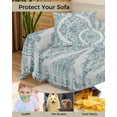thumbnail image 4 of Boho Floral Teal Sofa Couch Covers for Dogs,Washable Sofa Throw Cover Single Slipcovers for Armchair with Tassel,Ethnic Mandala Rustic Tribal Patterns Couch Protector Towel Blanket Medium 71''x91'', 4 of 8