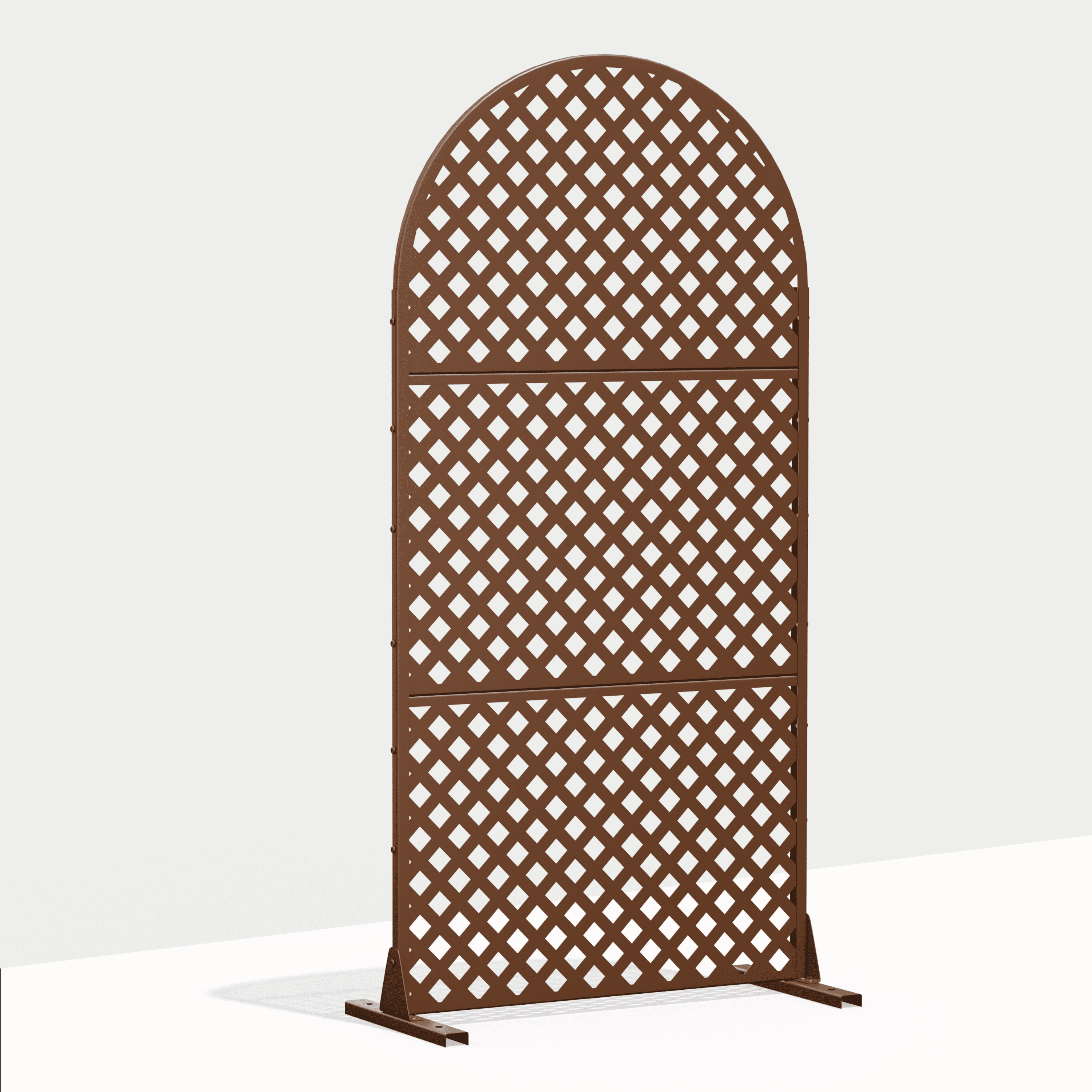 72"x35"x16" Outdoor Privacy Screen with Stand Metal Balcony Decorative Screen,Brown
