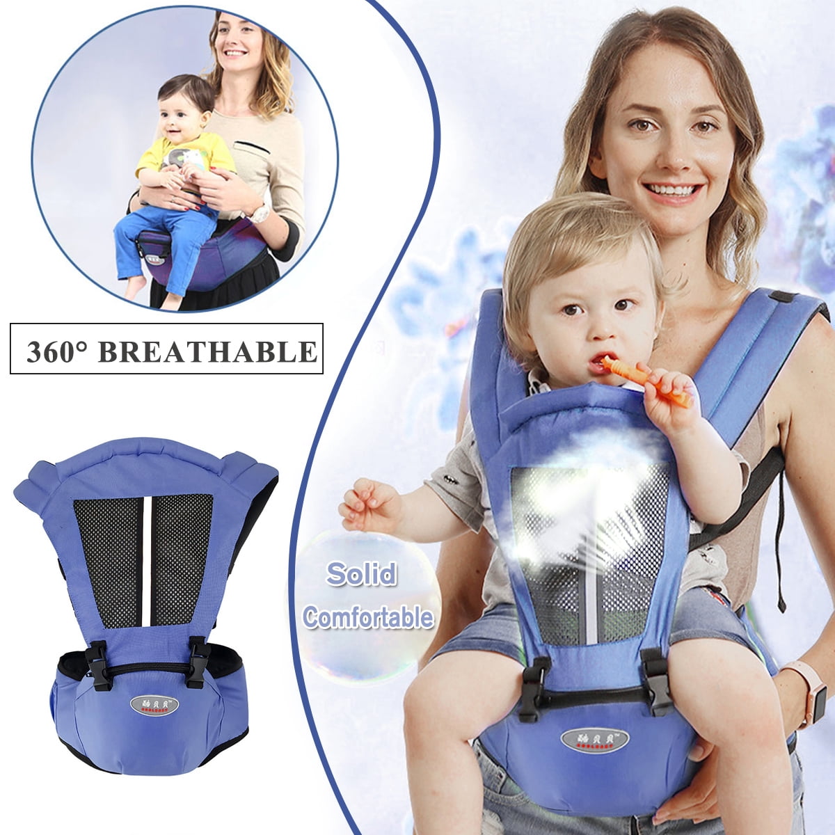 Baby Wrap Carrier Baby Carriers Front and Back for Men and Women Orange Baby Hip Seat Waist Stool Baby Carrier with Hip Seat Ergonomic Baby Carrier Backpack