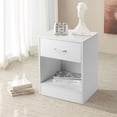 thumbnail image 2 of JINS&VICO White Nightstand Set of 2, 2-Tier Side Tables with Drawer and Open Storage Shelf, End Table Small Sofa Bedside Table for Living Room, Bedroom, Office, 2 of 9