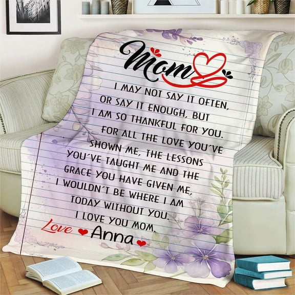 Personalized Blanket For Mom Throw Blanket For Mother’s Day, Birthday or Christmas Gift With Kids Names From Son Daughter – Sherpa - 50x60