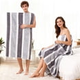 thumbnail image 4 of Cotton Oversized Beach Towel - Plush Thick Pool Towel, Fluffy Stripe Beach Towels Soft, Absorbent and Quick Drying (Gray,28x55 in), 4 of 6