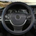 thumbnail image 3 of Giant Panda PVC Soft Leather Steering Wheel Cover with Breathable Mesh, 15 Inches Universal, Black and Blue, 3 of 8