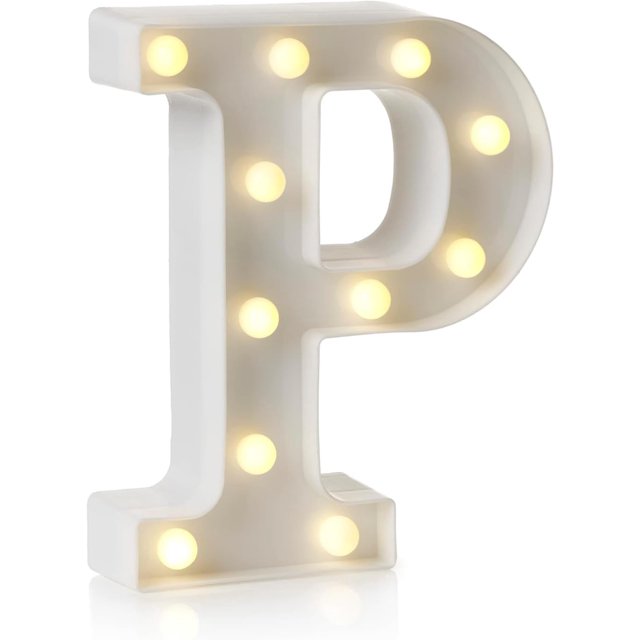 Yazoeia LED Alphabet Letter & Number Light Sign Decorations Lamp for Home Birthday Party Event Night Lights 22cm (P) CJB12-44801
