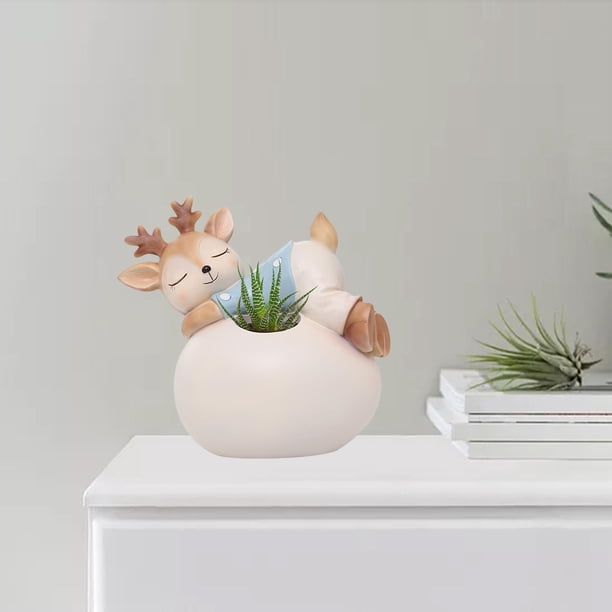 Resina Ciervo Estatuilla Topper Modelos Jardín Escultura Estatua Colocación Pastel Decoración Miniaturas Adorno para Oficina Pareja Durmiendo Descansar Macarena Figuras de ciervos
