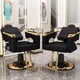 thumbnail image 2 of Silla De Barbería Negra Dorado Reclinable Con Base Hidráulica SELDA EXPORTS, 2 of 7