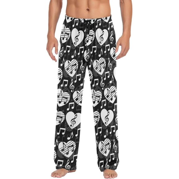 GZHJMY Musical Notes Pajama Pants for Men, Lounge Pants Lightweight Men Pajama Bottoms with Drawstring Pockets, Christmas New Year Birthday Gifts, Large