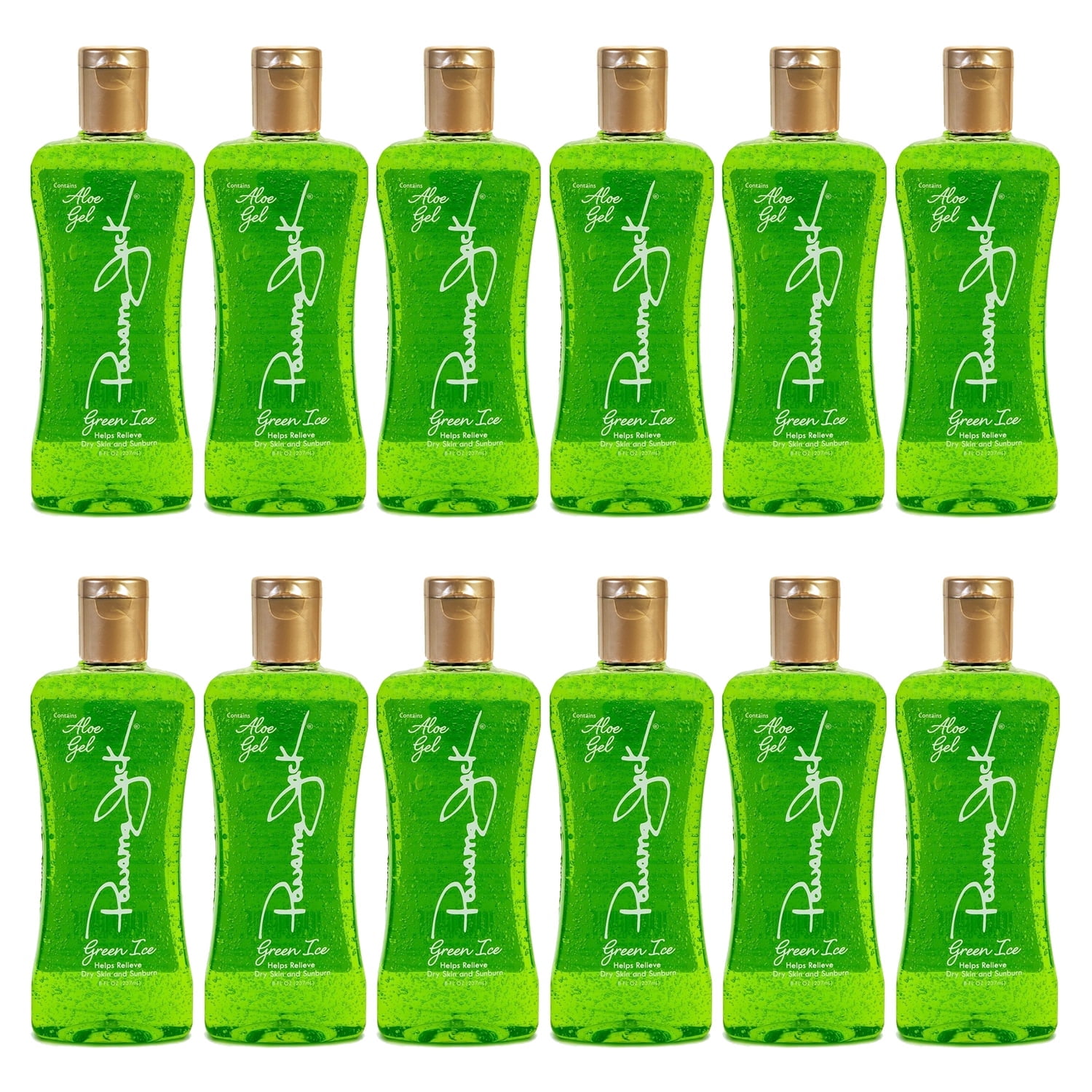 Panama Jack Green Ice Gel - Aloe Vera After Sun Formula Contains No Alcohol, Helps Preserve Tan, Relieves & Moisturizes Dry Skin & Sunburn, 8 FL OZ (Pack of 12)