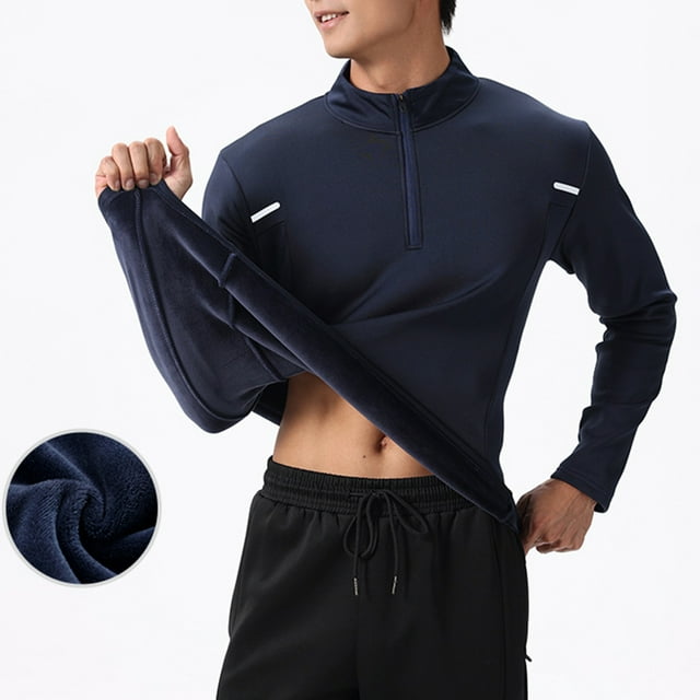 pstuiky camisa de manga larga para hombre, Camiseta deportiva de manga larga para hombre, color liso, con cuello alto y media cremallera, ideal para fitness y tiempo libre xxxl