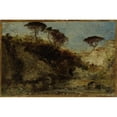 thumbnail image 2 of Félix Ziem 24x17 Gold Ornate Framed and Double Matted Museum Art Print Titled - Naples, Pins Parasols (1850-1862), 2 of 4