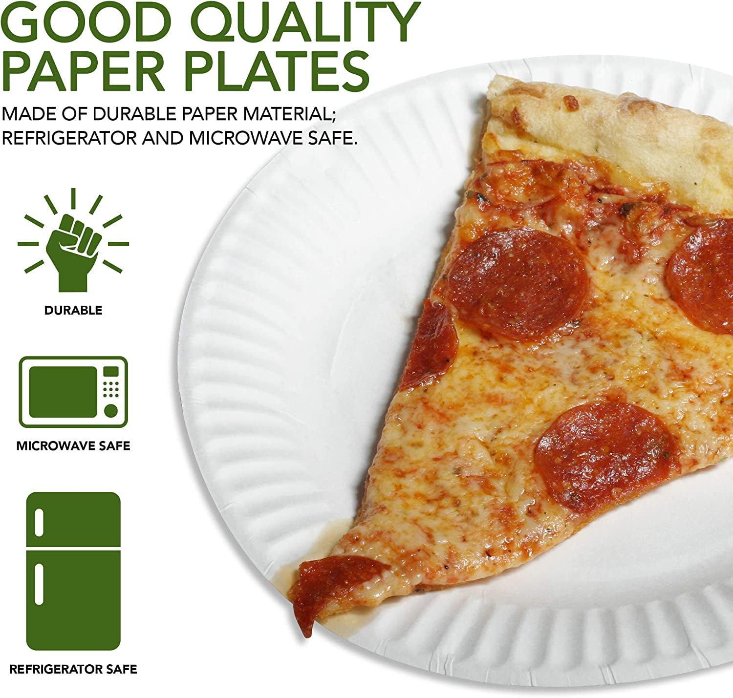 9-Inch Paper Plates Uncoated, Everyday Disposable Plates 9" Paper Plate Bulk, White, 100 Count