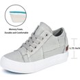 thumbnail image 5 of Women Sneakers Low Top Slip On Lace up Shoes Platform Wedge Sneakers Fashion Zipper Decor Canvas Flats Walking Running Shoes Size 6-10,Light Grey, 5 of 8