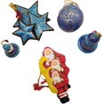 thumbnail image 2 of India Meets India Christmas Handicraft Ornaments New Year Birthday Decorations Ball, Bells, Stars and Santa Set, Made by Awarded Indian Artisans (Blue-1), 2 of 3