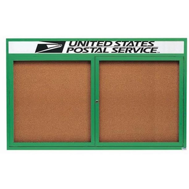 Illuminated Enclosed Bulletin Board with Header Green