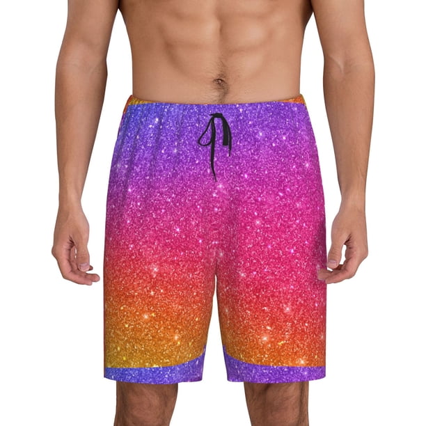 Balery Holiday Shiny Pantalones cortos de pijama de punto de algodón para hombre con cinturilla y bolsillos-XX-Large