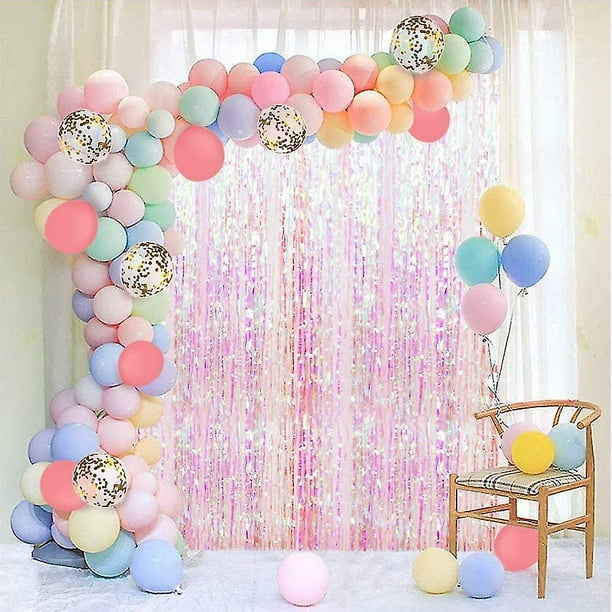 Kit de guirnalda de globos en colores pastel, 202 piezas, arco de globos de macarrón arcoíris con blanco