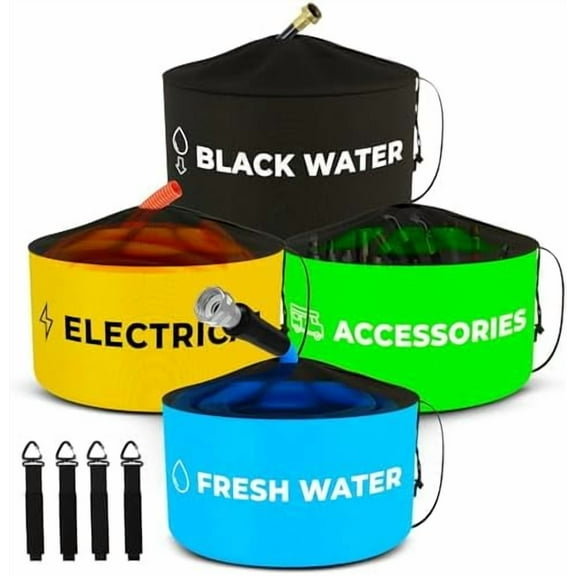 4-PACK Waterproof Storage Bags for RV, Sewer Hose, Water Hose, Electrical & RV Accessories - Durable, Colored Bags for Easy Organization!$$Vehicle Parts & Accessories