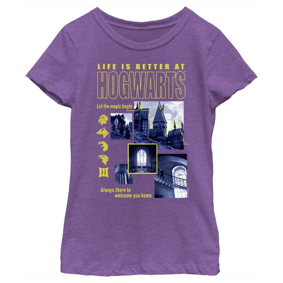 Girl's Harry Potter Life is Better at Hogwarts  Graphic Tee Purple Berry Small